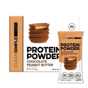 Clean Simple Eats Whey Protein Powder, Chocolate Peanut Butter, Gluten Free, Zero Added Sugars, No Artificial Ingredients, 20g Protein, 10 Count