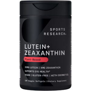 Sports Research® Vegan Lutein + Zeaxanthin (20mg) with Organic Coconut Oil for Better Absorption (120 Softgels)