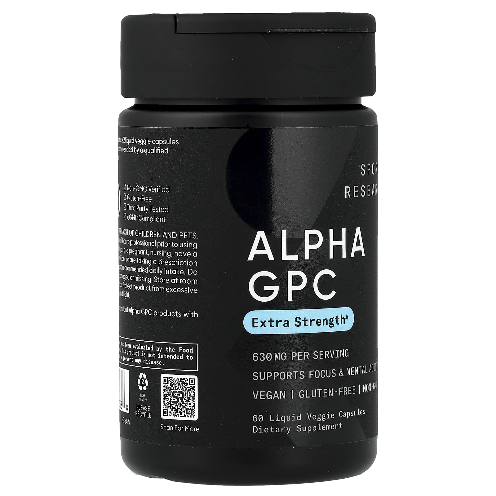 Sports Research Alpha GPC, 60 Liquid Veggie Capsules (315 mg per Capsule) - Image 3