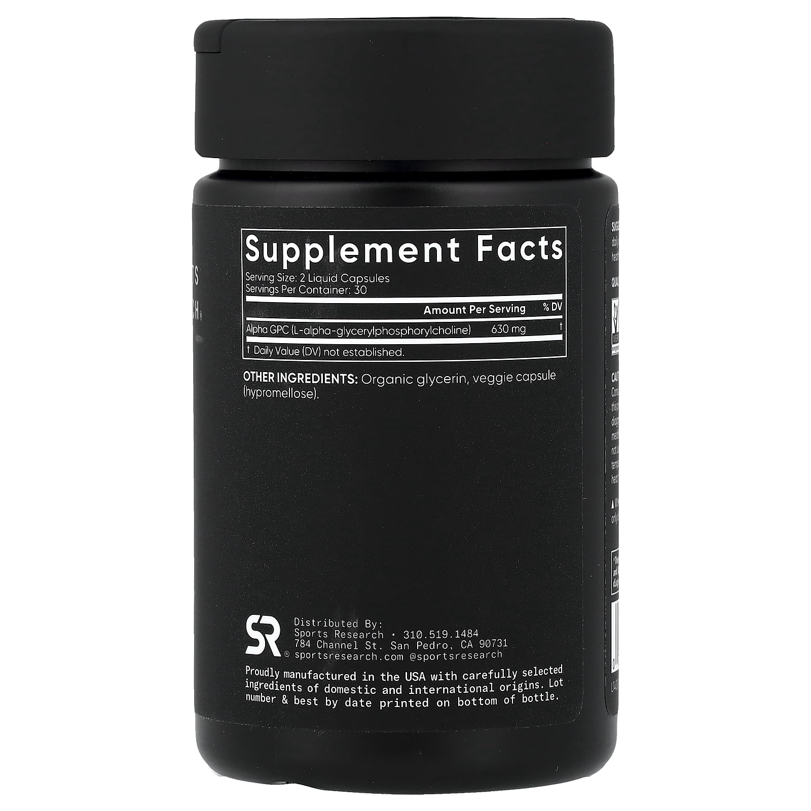 Sports Research Alpha GPC, 60 Liquid Veggie Capsules (315 mg per Capsule) - Image 4