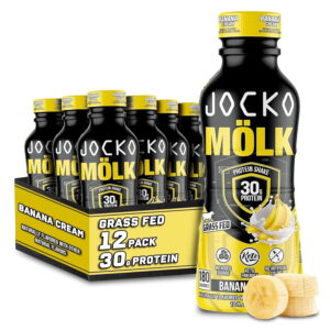 Jocko Mölk 30g Grass Fed Protein Shakes - Banana Cream, Ready to Drink 12 FL Oz (Pack of 12)