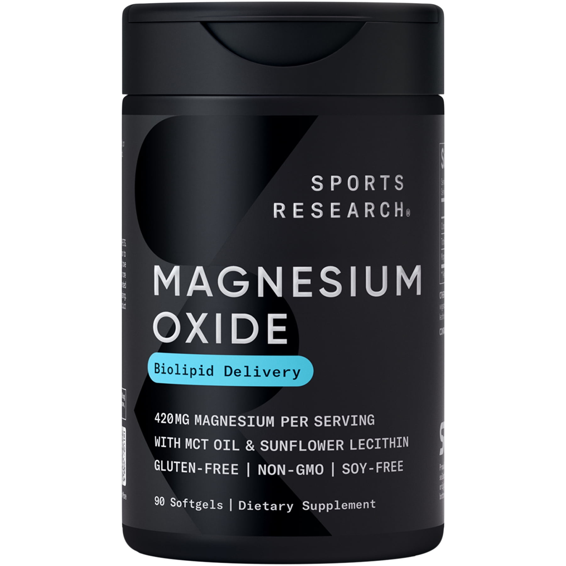 Sports Research® Magnesium Oxide 420mg Supports Bone Health Energy Muscle Function - (90 Softgels)