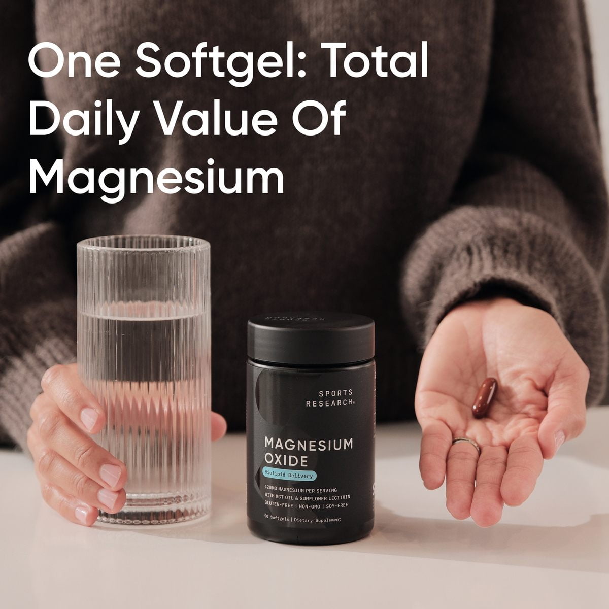 Sports Research® Magnesium Oxide 420mg Supports Bone Health Energy Muscle Function - (90 Softgels) - Image 6