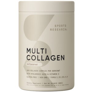 Sports Research® Multi Collagen Protein Powder (Type I, II, III, V, X) + Hyaluronic Acid + Vit. C (30 Servings)