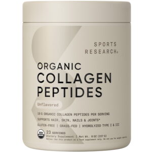 Sports Research Collagen Peptides Powder for Skin, Nails and Joints, Unflavored, 8oz, 23 Servings