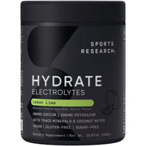 Sports Research® Hydrate Lemon Lime Drink Mix – Refreshing Electrolyte Power (90 Servings)
