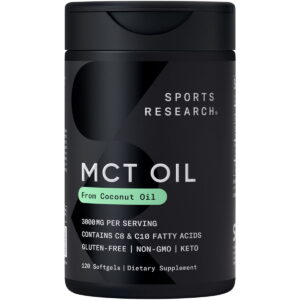 Sports Research® SR Keto MCT Oil - Fuel for Brain & Body - from Non-GMO Coconuts (120 Softgels)