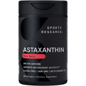 Sports Research® Astaxanthin Supplement from Algae - For Antioxidant Activity, Skin & Eye Health (120 Softgels)