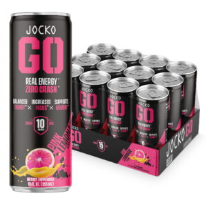 Jocko GO Energy Drink - KETO, Vitamin B12, Vitamin B6, Electrolytes - 12 Pack (Pink Lemonade)