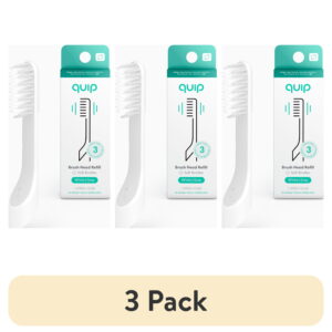 (3 pack) Quip Adult Electric Toothbrush Replacement Brush Head, Full Head, Soft Bristles, Gum Care, 1 Count