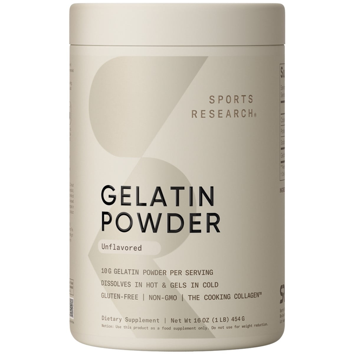 Sports Research® Keto Friendly Gelatin Collagen Cooking Powder - Sourced from Pasture Raised Cows (45 Servings)