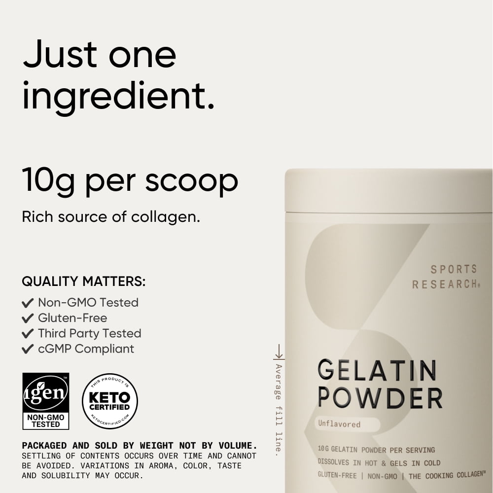 Sports Research® Keto Friendly Gelatin Collagen Cooking Powder - Sourced from Pasture Raised Cows (45 Servings) - Image 4