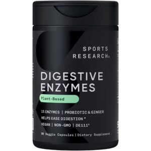 Sports Research® Digestive Enzymes with Probiotics & Ginger - Plant Based Vegan Certified Non-GMO (90 Softgels)