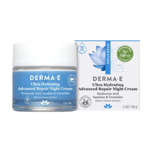 DERMA-E Hydrating Night Cream â€“ Overnight Face Moisturizer with Anti-Aging Hyaluronic and Green Tea Acid to Smooth and Nourish, 2 Oz