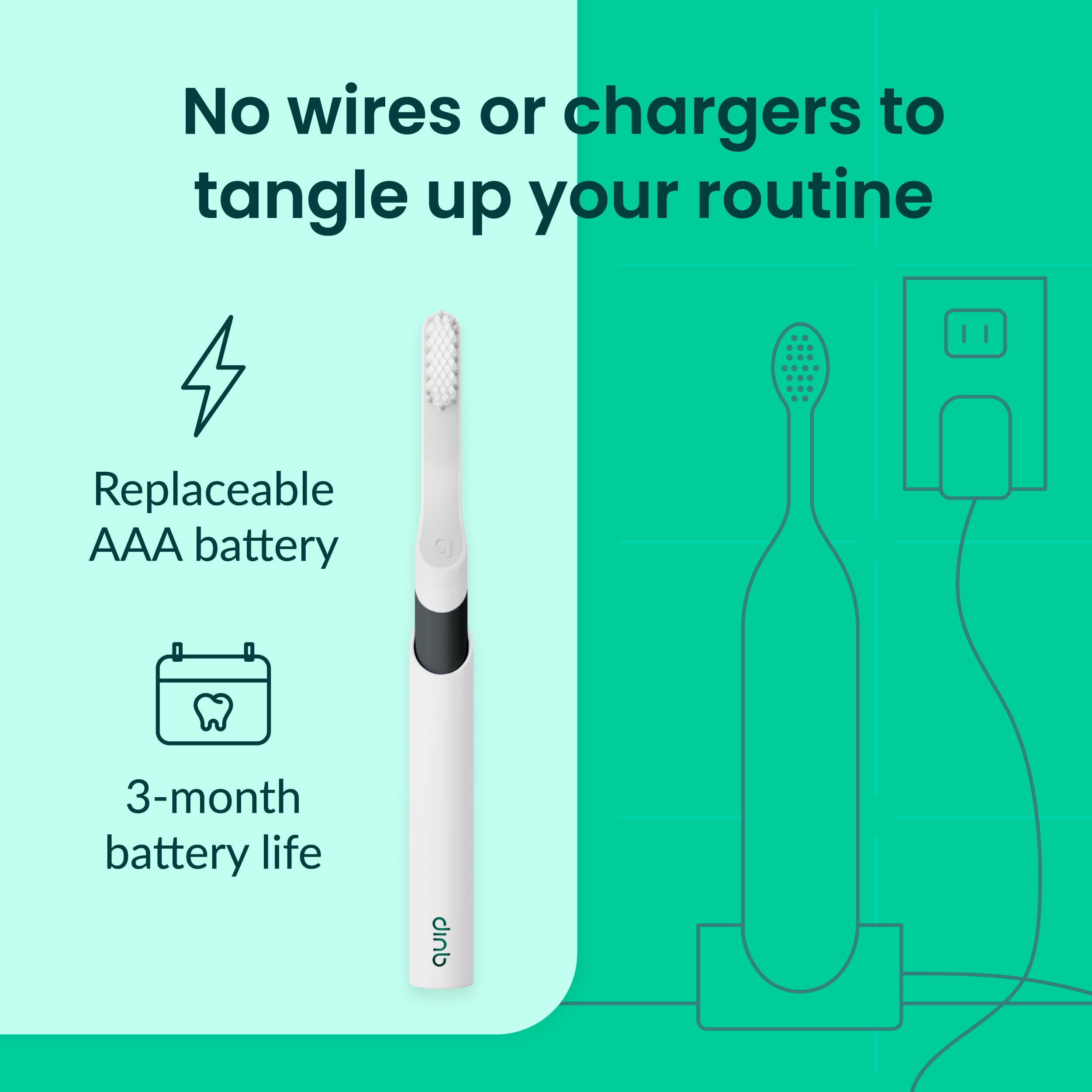 Quip Adult Electric Toothbrush Full Head, Built-in Timer + Travel Case, Blue Plastic - Image 4