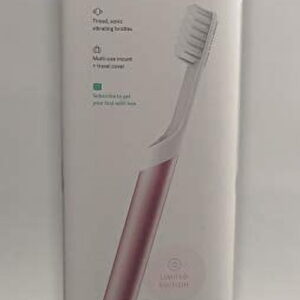 Quip Sonic Toothbrush for Adults, Timed Electric Brush with Soft Bristles, Replaceable Head, Pink Metal Handle, Travel Cover
