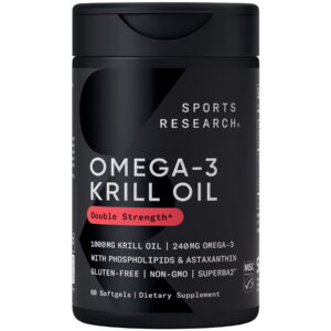 Sports Research® Antarctic Krill Oil Omega 3 1000mg with Phospholipids, Choline and Astaxanthin (60 Softgels)