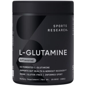 Sports Research® SR L-Glutamine Workout Recovery Immune Health Gut Health IBS 5g Per Serving