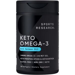 Sports Research® Keto Omega 1250mg Fish Oil EPA DHA Astaxanthin Krill MCT Oil (120 Softgels)
