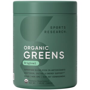 Sports Research® Organic Greens Original - Superfood Powder for Energy & Detox (20 Servings)