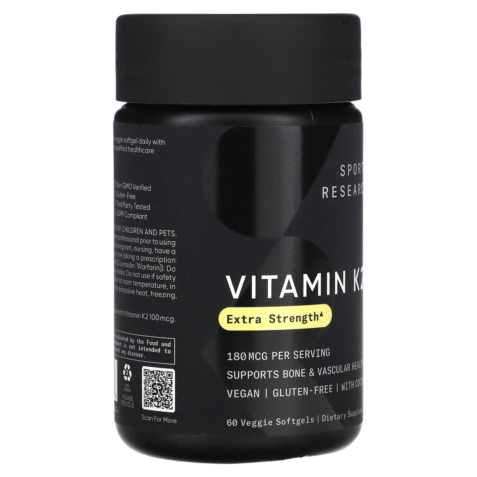 Sports Research Vitamin K2 With Coconut MCT Oil, 180mcg, 60 Veggie Softgels - Image 3