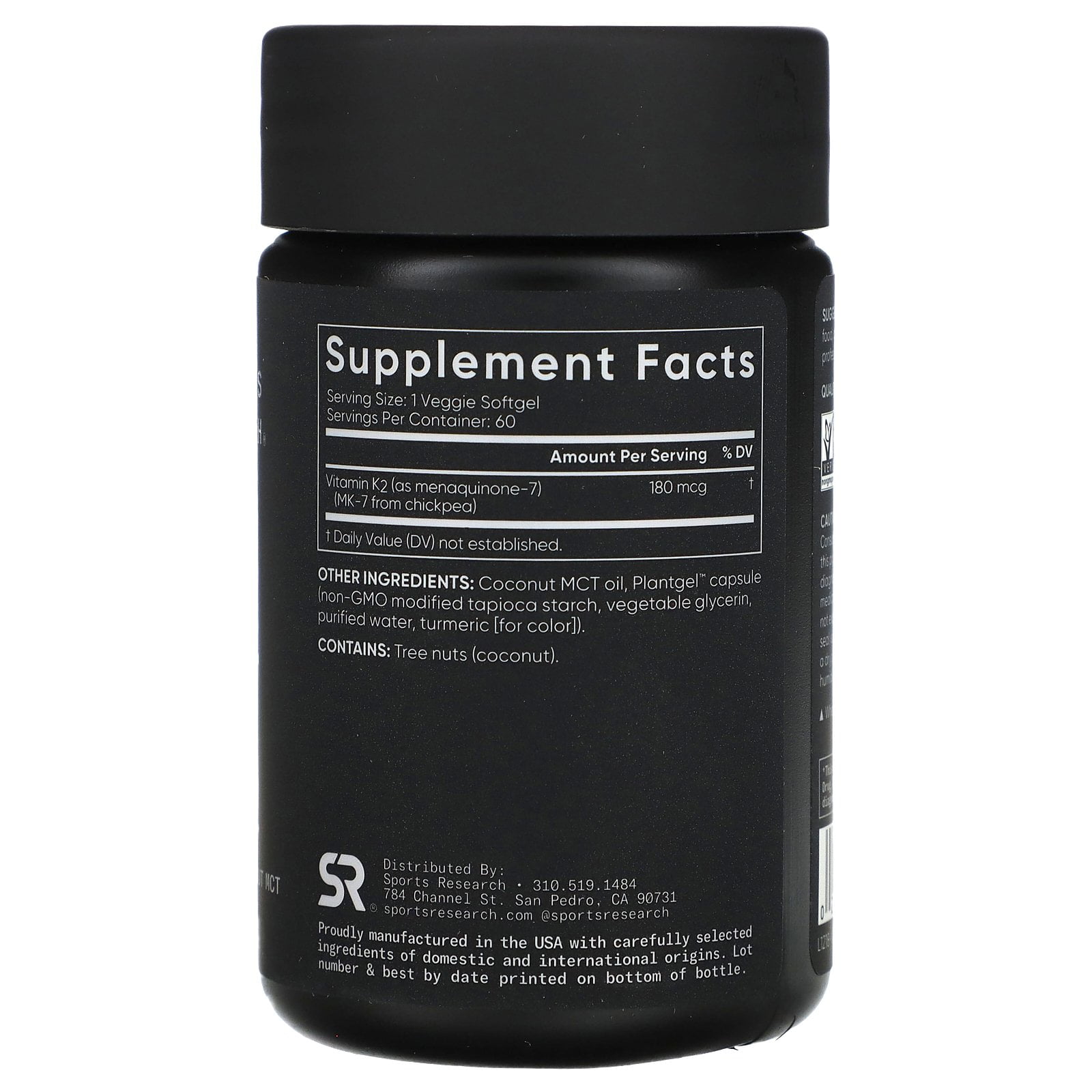 Sports Research Vitamin K2 With Coconut MCT Oil, 180mcg, 60 Veggie Softgels - Image 4