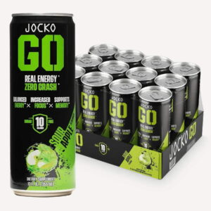 Jocko GO Energy Drink - KETO, Vitamin B12, Vitamin B6, Electrolytes - 12 Pack (Sour Apple)