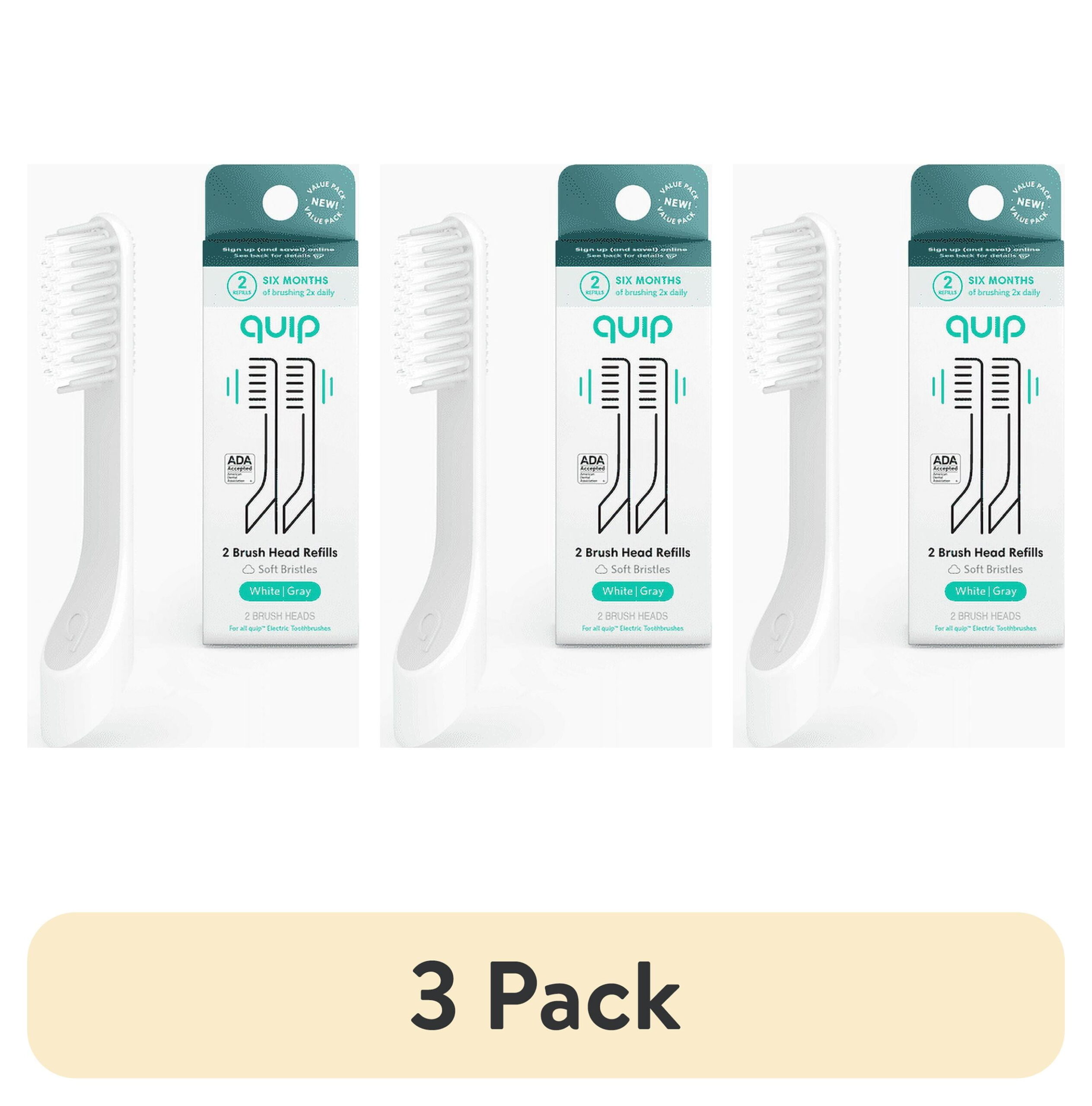 (3 pack) Quip Adult Electric Toothbrush Replacement Brush FullHead, Soft Bristles, Gum Care, 2 Pack