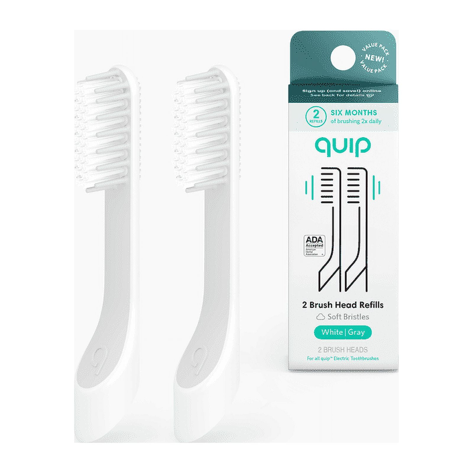(3 pack) Quip Adult Electric Toothbrush Replacement Brush FullHead, Soft Bristles, Gum Care, 2 Pack - Image 2