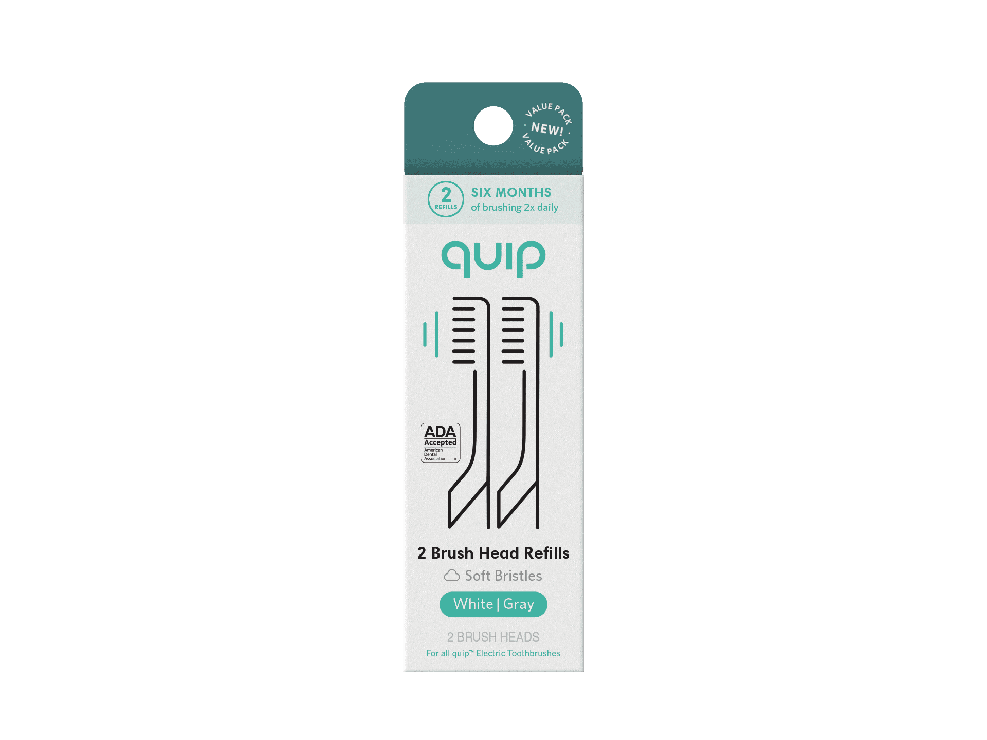 (3 pack) Quip Adult Electric Toothbrush Replacement Brush FullHead, Soft Bristles, Gum Care, 2 Pack - Image 4