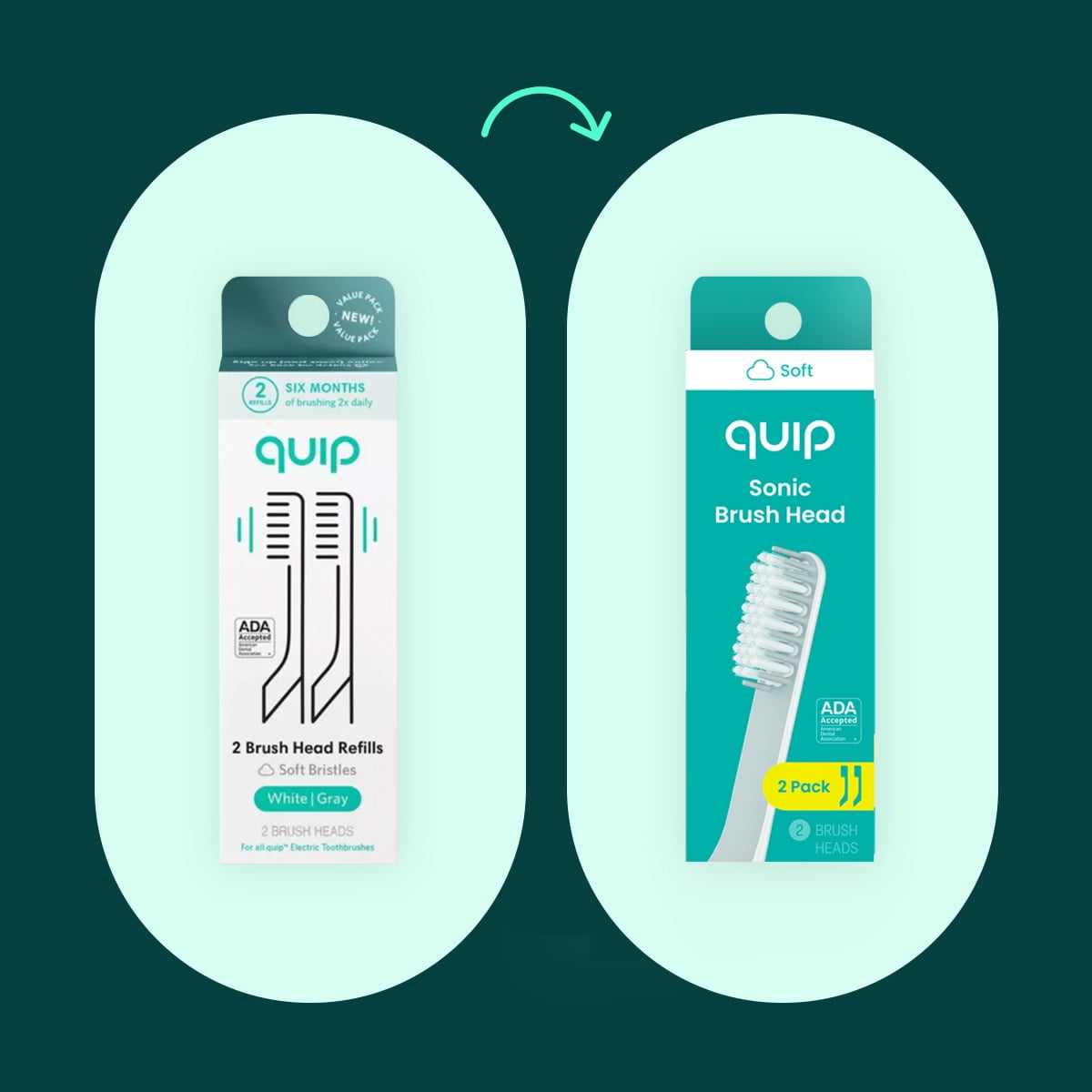 (3 pack) Quip Adult Electric Toothbrush Replacement Brush FullHead, Soft Bristles, Gum Care, 2 Pack - Image 9