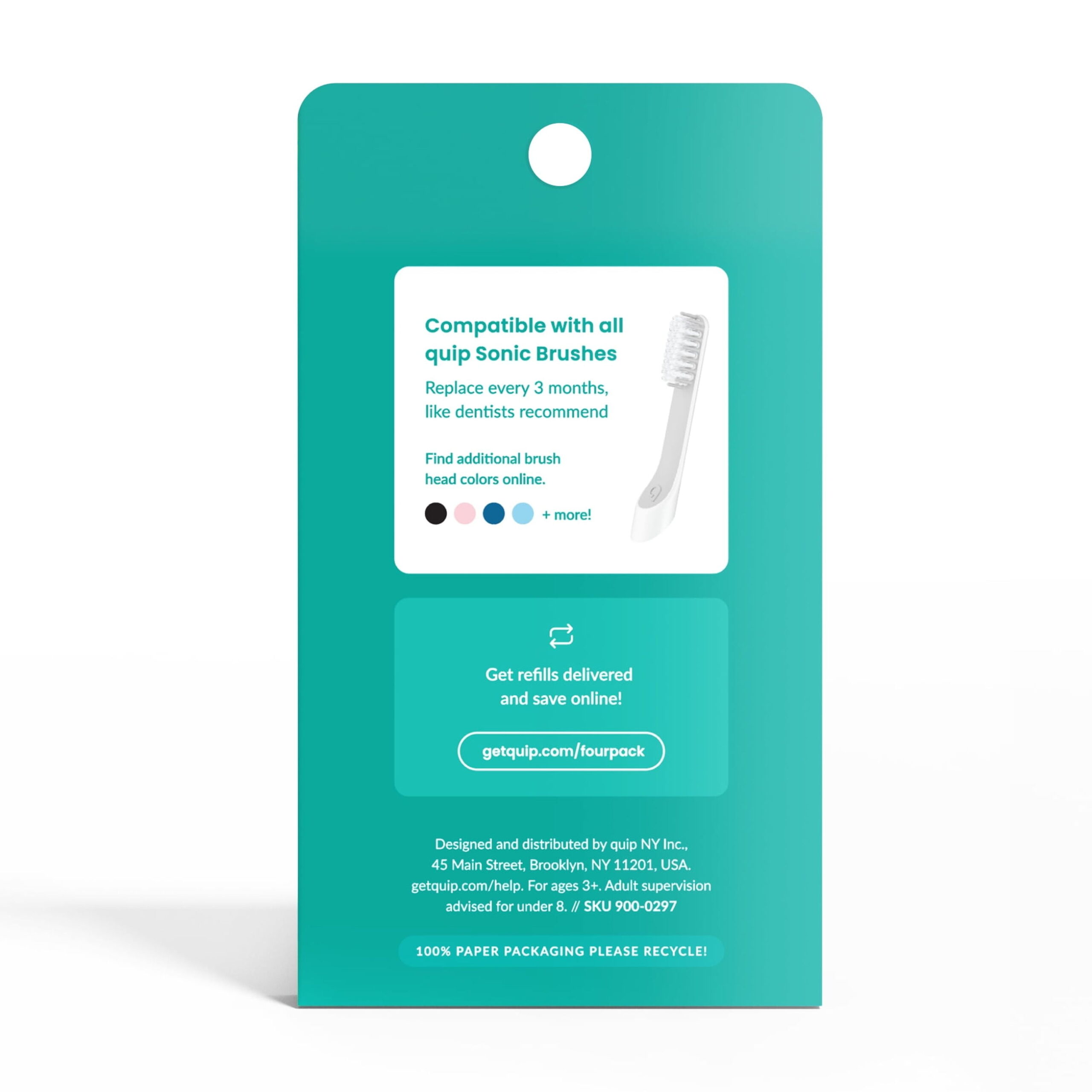 (3 pack) Quip Adult Electric Toothbrush Replacement Brush FullHead, Soft Bristles, Gum Care, 2 Pack - Image 11