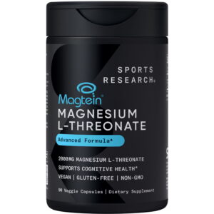 Sports Research® Magtein Magnesium L-Threonate Supplement 2000mg for Adults (90 Capsules)