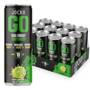 Jocko GO Energy Drink - KETO, Vitamin B12, Vitamin B6, Electrolytes - 12 Pack (Lemon Lime)