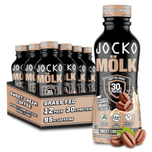 Jocko Mölk 30g Grass Fed Protein Shakes - Sweet Cream Coffee, Ready to Drink 12 FL Oz (Pack of 12)