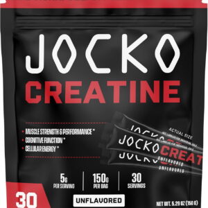 Jocko Fuel Creatine Stick Packs - Creatine Monohydrate Powder Travel Packs for Men & Women, 30 Servings (Unflavored)