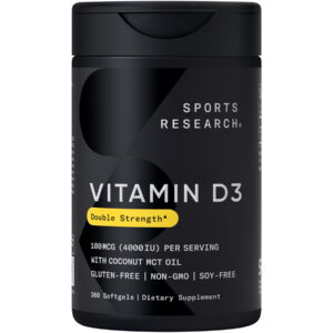 Sports Research® SR Double Strength D Vitamin D3 4000 IU Gluten & Soy Free 100mcg 360  Softgels