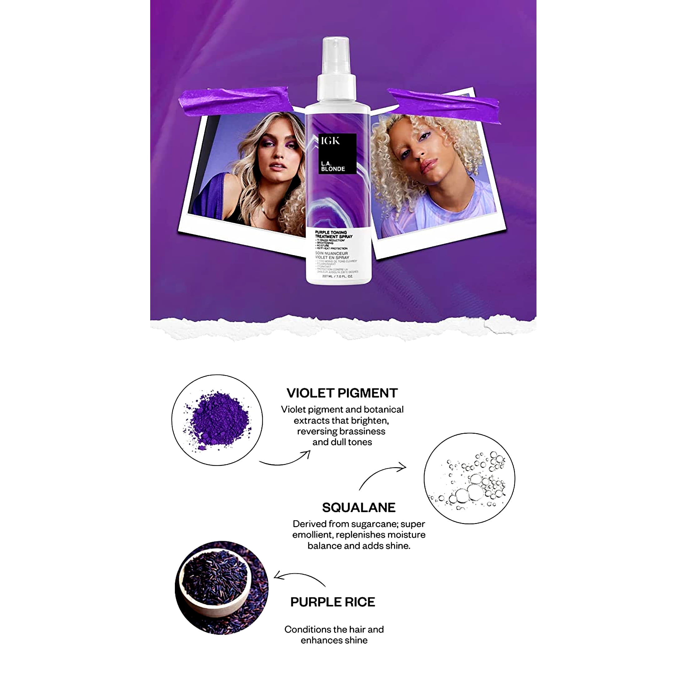 iGK LA Blonde Purple Toning Treatment Spray 7 oz - Image 2