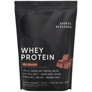 Sports Research® Whey Protein Isolate Powder - Workout Recovery -  2lb Dutch Chocolate (25 Servings)