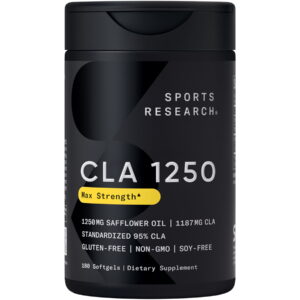 Sports Research® CLA 1250mg Active Conjugated Linoleic Acid, Soy & Gluten Free (180 Softgels)