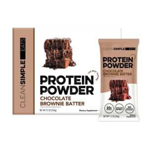 Clean Simple Eats Whey Protein Powder, Chocolate Brownie Batter, Gluten Free, Zero Added Sugars, No Artificial Ingredients, 20g Protein, 10 Count